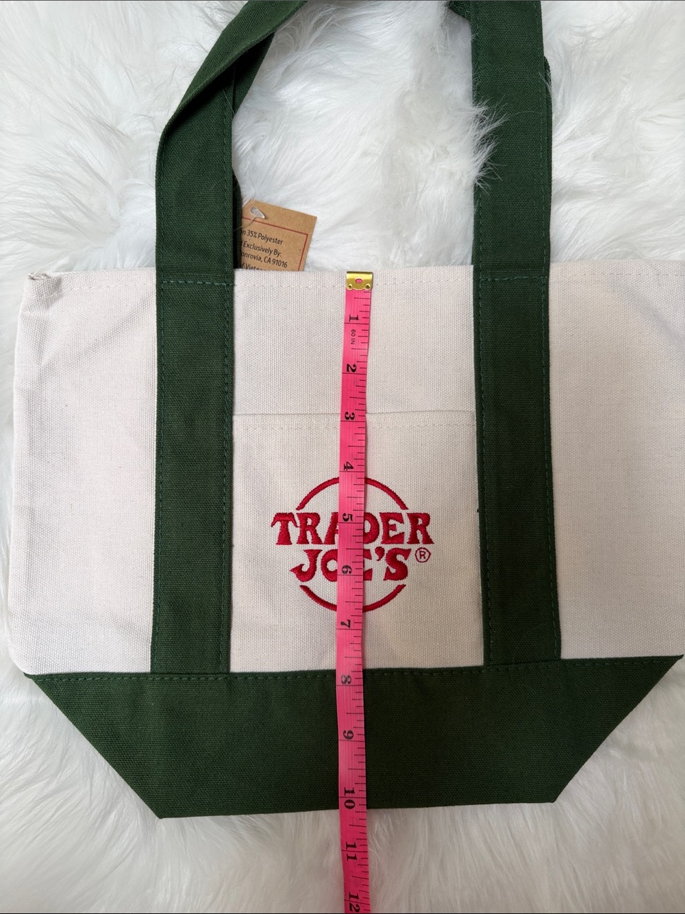 NWT Trader Joe’s Green  Mini Canvas Tote Bag - Picture 6 of 7